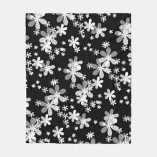 Schwarz-weiß blumenreich fleecedecke