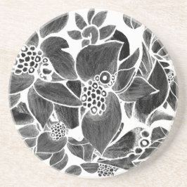 Schwarz-weiß blumenreich getränkeuntersetzer