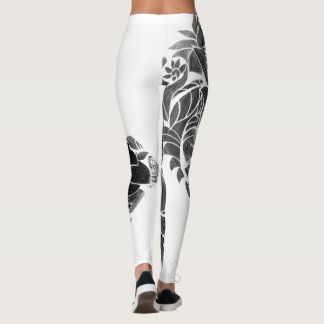 Schwarz-weiß blumenreich leggings