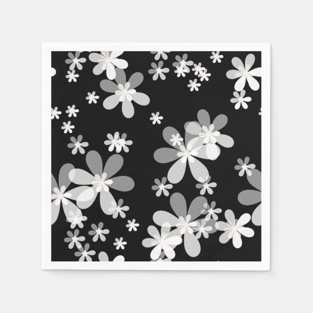 Schwarz-weiß blumenreich serviette (Vorderseite)
