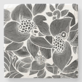 Schwarz-weiß blumenreich steinuntersetzer