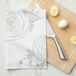 Schwarz-Weiß-Blumensammlung Geschirrtuch