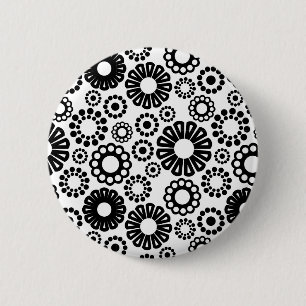 Schwarz-Weiß-Blumenschaltfläche Button