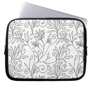 Schwarz-Weiß-Blumenschlacke Laptopschutzhülle