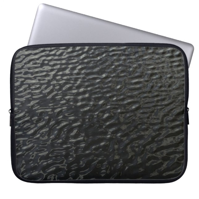 Schwarz-Weiß-Blumentextilien Laptopschutzhülle (Vorderseite)
