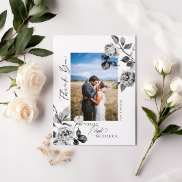 Schwarz-Weiß-Blüte individuell anpassbar Dankeschö Dankeskarte