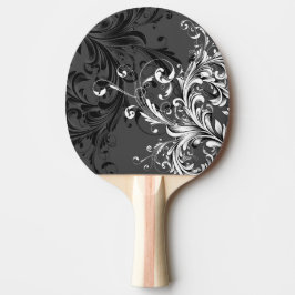Schwarz-Weiß-Blüten-Blüh Tischtennis Schläger