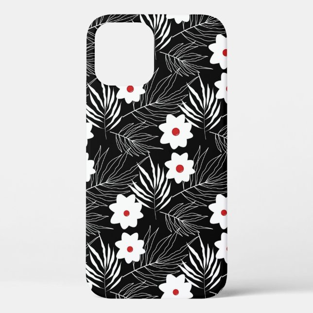 Schwarz-Weiß-Blüten Case-Mate iPhone Hülle (Rückseite)