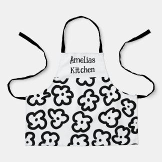 Schwarz-Weiß-Blüten für Kinder Moderne Schürze