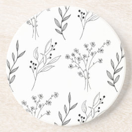 Schwarz-Weiß-Blütenboho-Hochzeit Getränkeuntersetzer