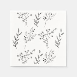 Schwarz-Weiß-Blütenboho-Hochzeit Serviette