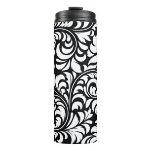 Schwarz-Weiß-Blütendruckwärmer 12 oz Thermosbecher