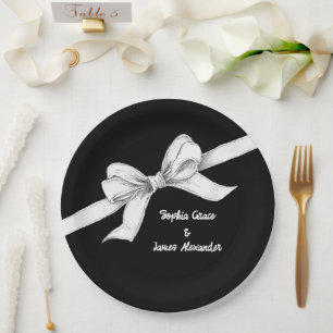Schwarz-Weiß-Bogen   Elegante Hochzeit   Monochrom Pappteller