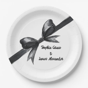 Schwarz-Weiß-Bogen   Elegante Hochzeit   Monochrom Pappteller