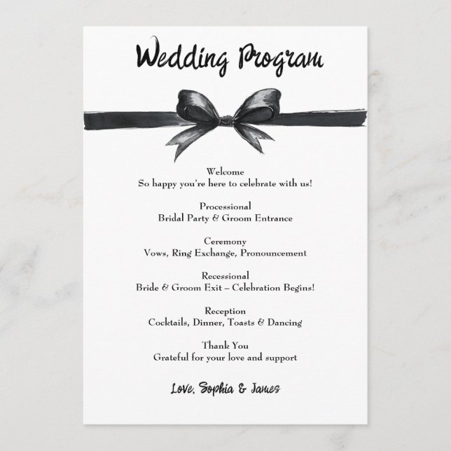 Schwarz-Weiß-Bogen | Elegante Hochzeit | Monochrom Programm (Vorderseite)