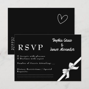 Schwarz-Weiß-Bogen   Elegante Hochzeit   Monochrom RSVP Karte