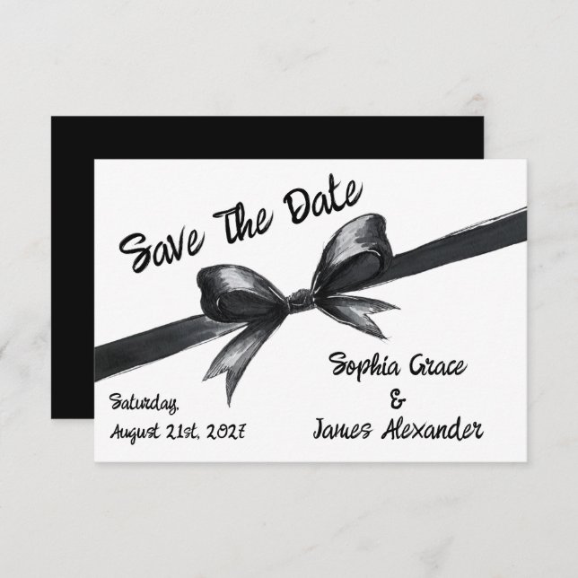 Schwarz-Weiß-Bogen | Elegante Hochzeit | Monochrom Save The Date (Vorne/Hinten)