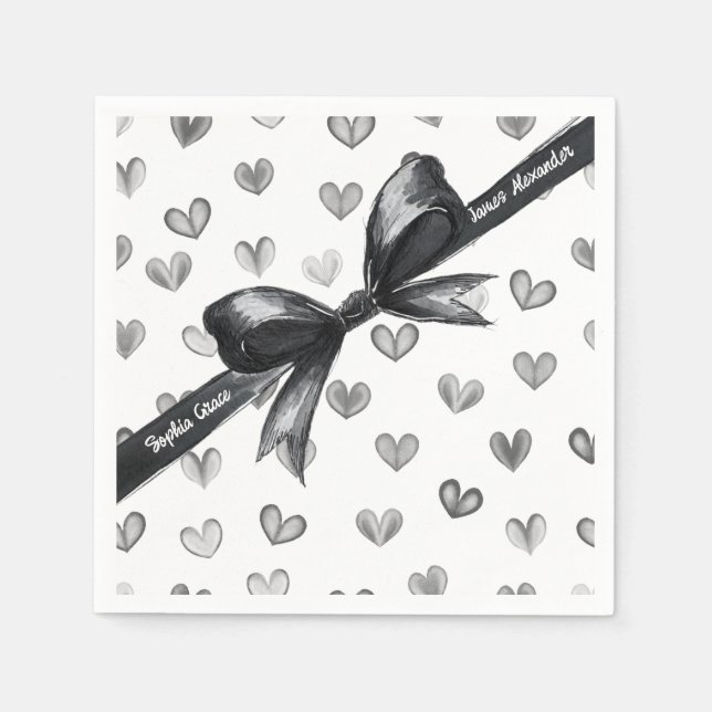Schwarz-Weiß-Bogen | Elegante Hochzeit | Monochrom Serviette (Vorderseite)