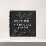 Schwarz-Weiß-Boho Floral Wedding Gästebuch Notizbuch<br><div class="desc">Sie suchen eine einzigartige und moderne Art Ihre Hochzeitsdetails zu zeigen? Schauen Sie nur auf unsere blühende botanische Kapselkarte! Diese Karte eignet sich perfekt für eine minimalistische oder moderne Hochzeit und kann als Beilage für Einladungen, Registrierungskarten oder sogar Babydusche verwendet werden. Mit der benutzerfreundlichen Vorlage können Sie das Design an...</div>