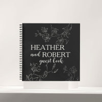 Schwarz-Weiß-Boho Floral Wedding Gästebuch