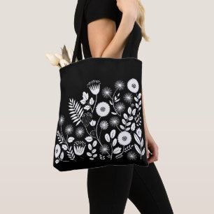 Schwarz-Weiß-Boho-Wildblume