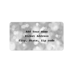 Schwarz-weiß Bokeh Silver Elegant Einfaches Glitze Adressaufkleber