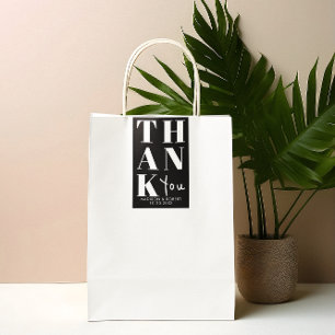 Schwarz-weiß Bold Simple Dankeschön Gastgeschenk H Rechteckiger Aufkleber