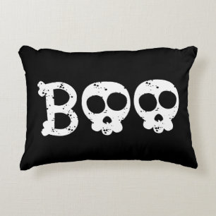 Schwarz-Weiß-Bony Skull-Boo Dekokissen
