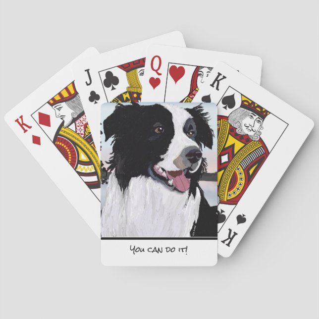 Schwarz-Weiß-Border-Collie anpassen Spielkarten (Rückseite)