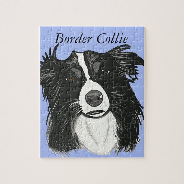 Schwarz-Weiß-Border-Collie Puzzle (Vertikal)