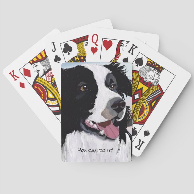 Schwarz-Weiß-Border-Collie-Spielkarten Spielkarten (Rückseite)