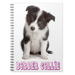 Schwarz-weiß Border Collie Welpenhund Journal Notizblock