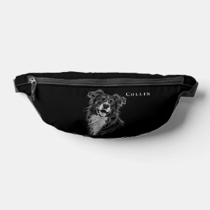 Schwarz-Weiß-Border-Hund liebt benutzerdefinierten Bauchtasche
