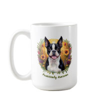 Schwarz-Weiß Boston Terrier auf einem Blumenfeld