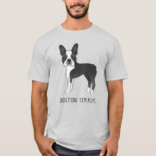 Schwarz-Weiß-Boston-Terrier-Hund mit Text T-Shirt
