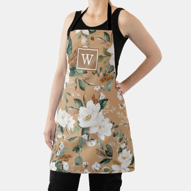 Schwarz-Weiß-Botanische Grüne Monogramm Schürze (InSitu)