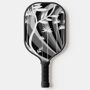 Schwarz-Weiß-Botanische Illustration Pickleball Schläger