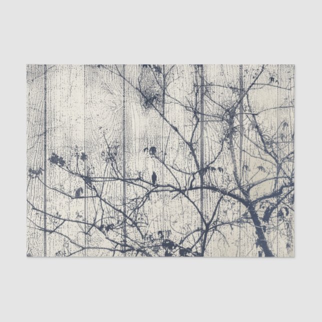 Schwarz-Weiß-Botanische Motive Seidenpapier (Vorderseite)