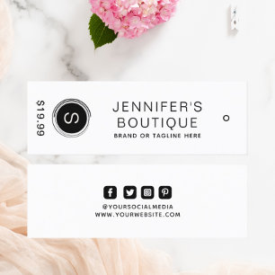 Schwarz-Weiß-Boutique-Monogramm & Preis Telefonnummerkarte