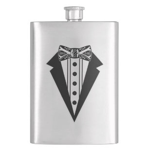Schwarz-Weiß-Bow-Krawatte mit Tux Flachmann