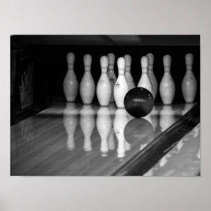 Schwarz-Weiß-Bowling Poster