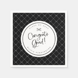 Schwarz-weiß Bows Glückwunschs Grad Graduationspar Serviette