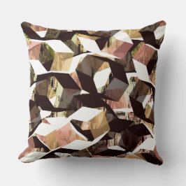 Schwarz-Weiß-Braun-Hexagonen auf pixelig Kissen