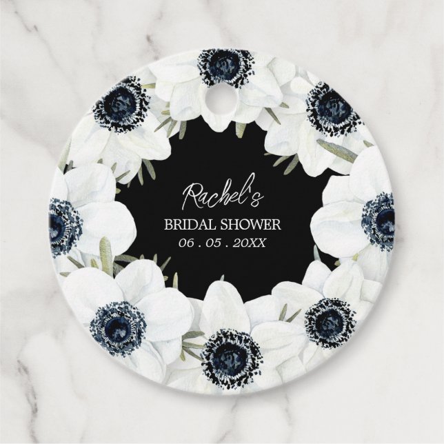 Schwarz-Weiß-Brautparty Geschenkanhänger (Vorderseite)