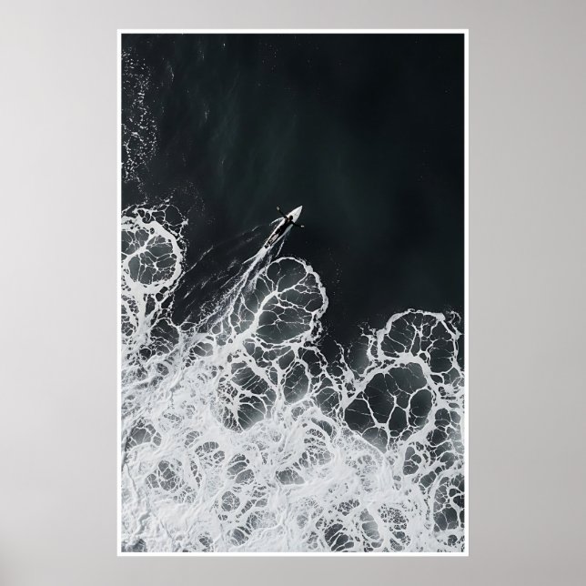 Schwarz-Weiß-Break - Abstrakte Surf-Ruhe Poster (Vorne)