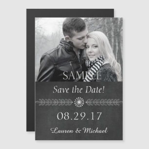 Schwarz-Weiß-Brett-Hochzeit Save the Date Magneteinladung