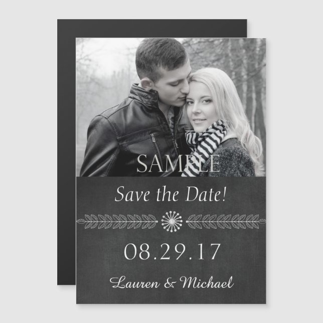 Schwarz-Weiß-Brett-Hochzeit Save the Date Magneteinladung (Vorne/Hinten)