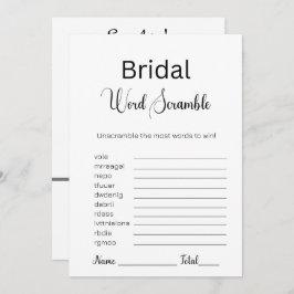 Schwarz-Weiß-Bridal-Word-Scramble Einladung