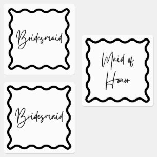 Schwarz & Weiß, Bridesmaid und Trauzeugin Etiketten