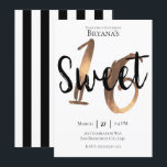 Schwarz-weiß Bronze Modern Sweet 16 Geburtstagspar Einladung<br><div class="desc">Passen Sie Ihre Veranstaltung an.</div>